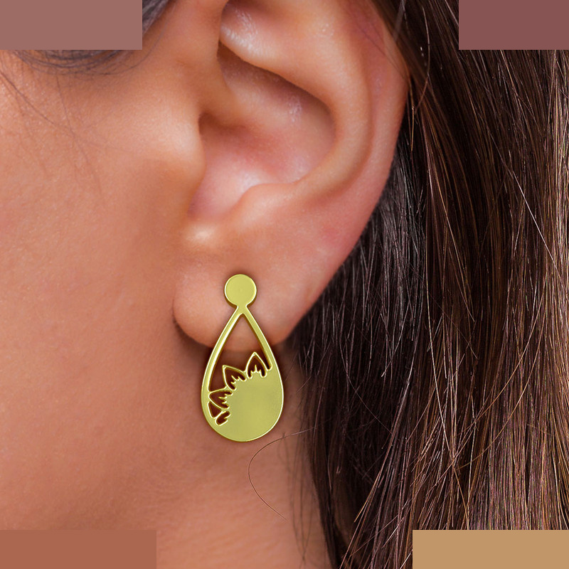 گوشواره طلا 18 عیار زنانه مدوپد مدل اشک و گل کد GA1-10777