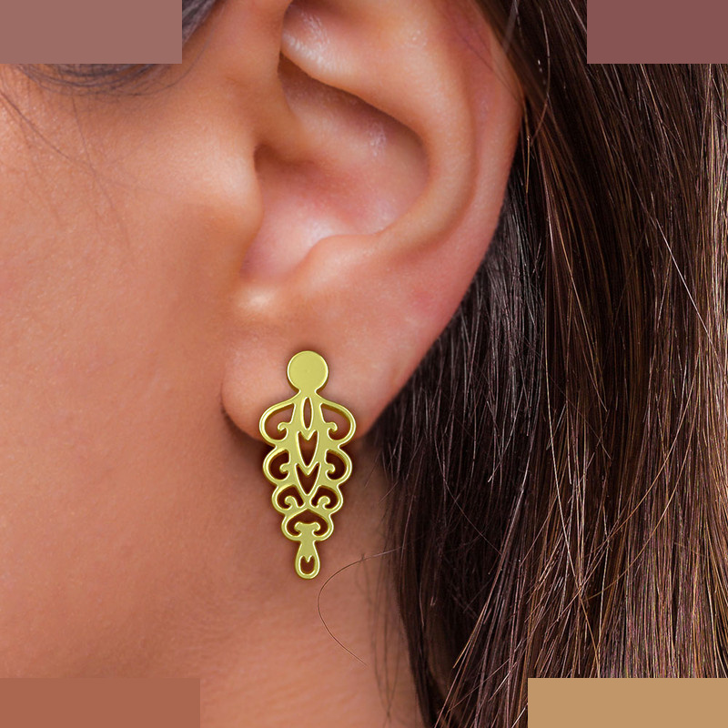 گوشواره طلا 18 عیار زنانه مدوپد مدل اسلیمی کد GA1-10791