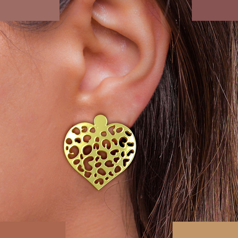 گوشواره طلا 18 عیار زنانه مدوپد مدل قلب کد GA1-10952