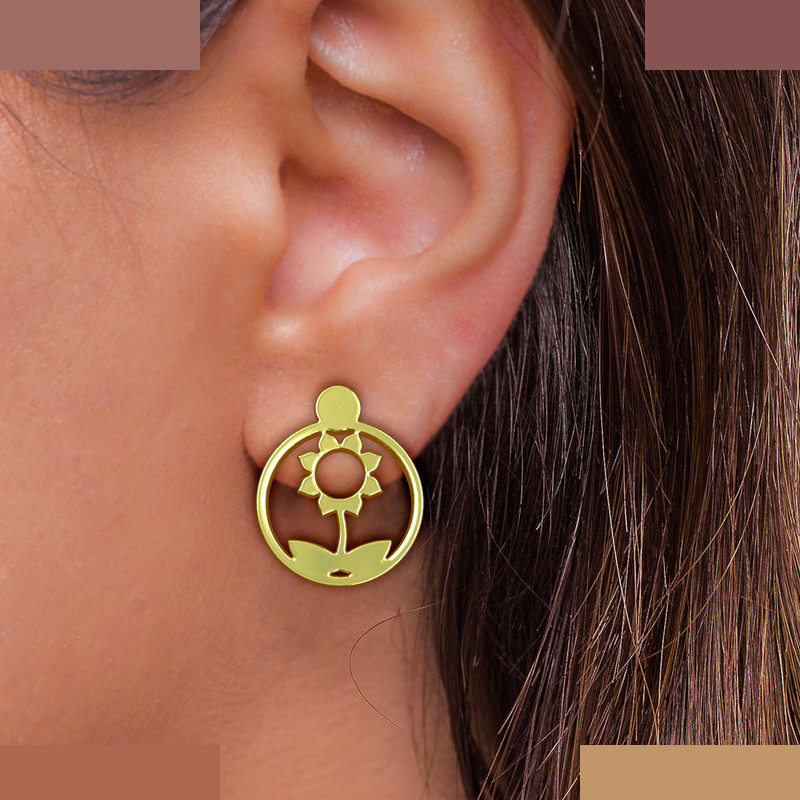 گوشواره طلا 18 عیار زنانه مدوپد مدل گل کد GA1-10993