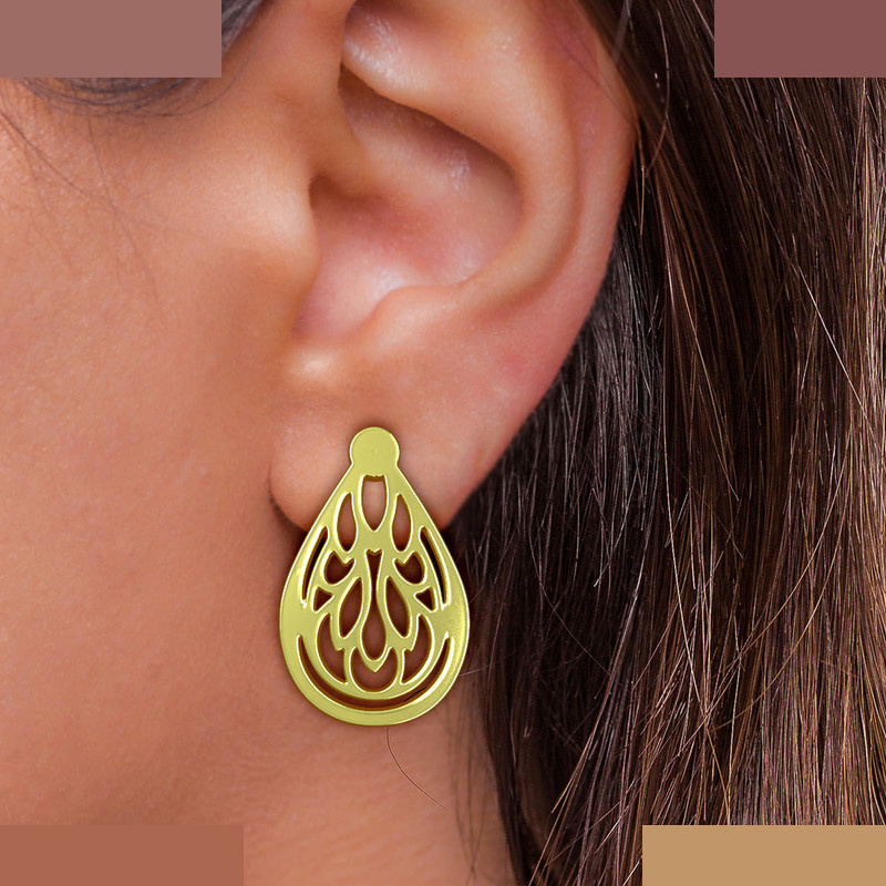 گوشواره طلا 18 عیار زنانه مدوپد مدل اشک کد GA1-10994