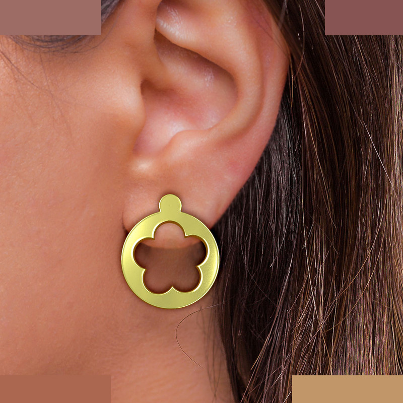 گوشواره طلا 18 عیار زنانه مدوپد مدل گل کد GA1-11004