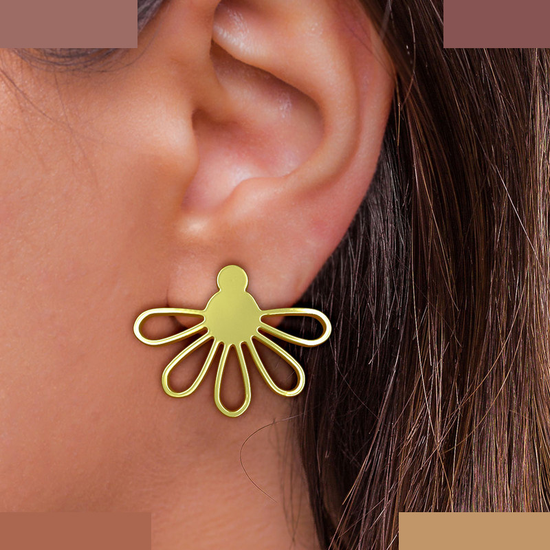 گوشواره طلا 18 عیار زنانه مدوپد مدل گل کد GA1-11022