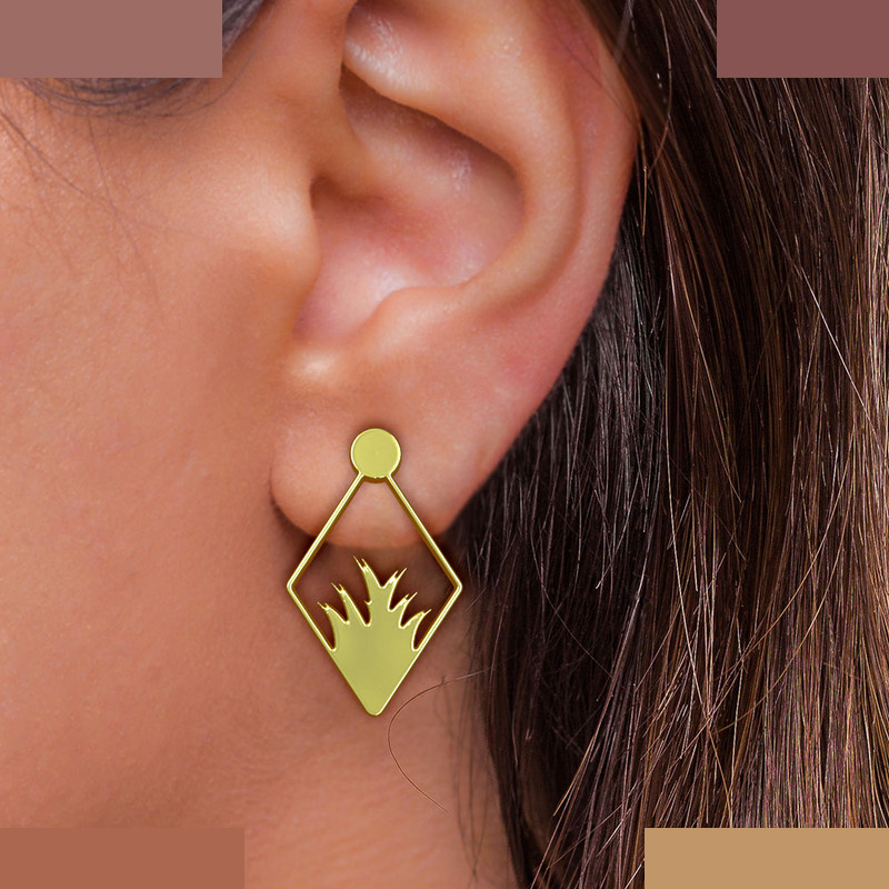 گوشواره طلا 18 عیار زنانه مدوپد مدل لوزی و برگ کد GA1-11052