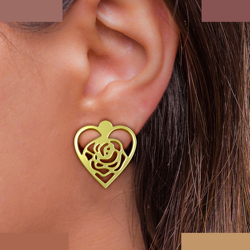 گوشواره طلا 18 عیار زنانه مدوپد مدل قلب کد GA1-11062