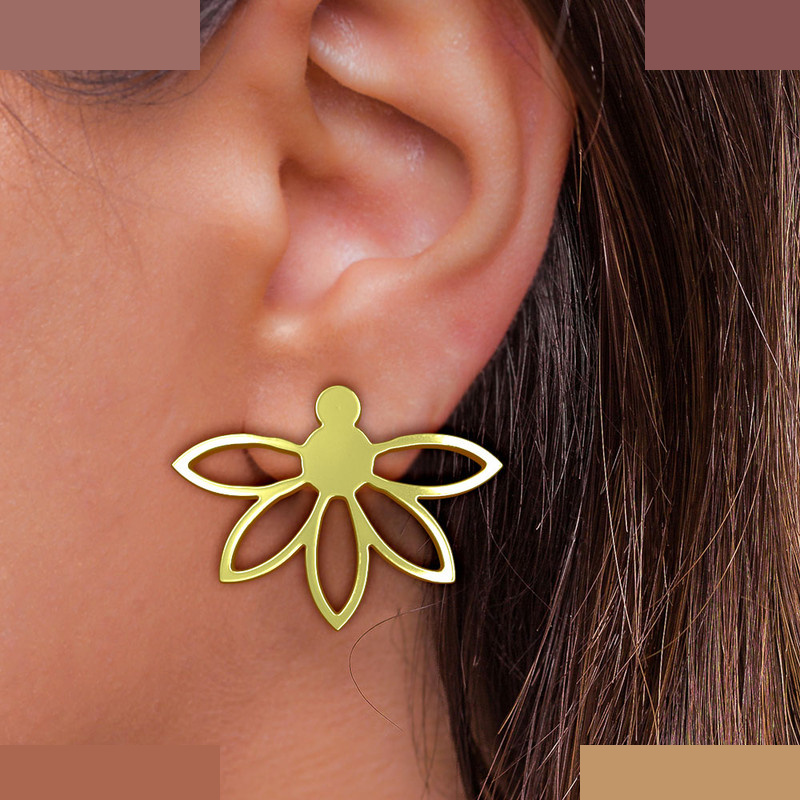 گوشواره طلا 18 عیار زنانه مدوپد مدل گل کد GA1-11082