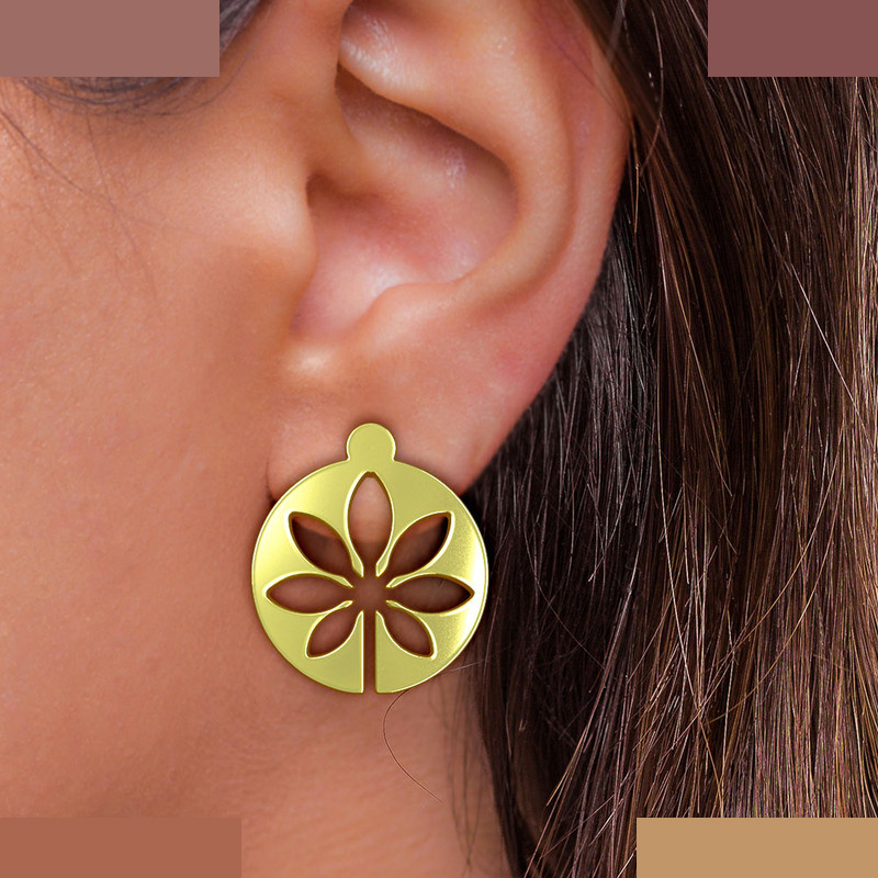 گوشواره طلا 18 عیار زنانه مدوپد مدل گل کد GA1-11095