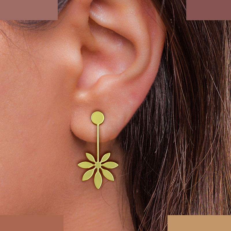 گوشواره طلا 18 عیار زنانه مدوپد مدل گل کد GA1-11112