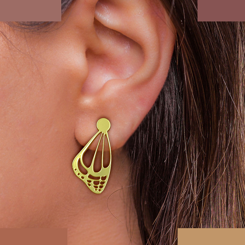 گوشواره طلا 18 عیار زنانه مدوپد مدل بال پروانه کد GA1-11133