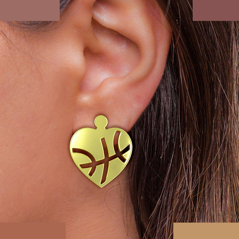 گوشواره طلا 18 عیار زنانه مدوپد مدل قلب کد GA1-11168