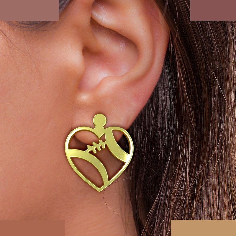 گوشواره طلا 18 عیار زنانه مدوپد مدل قلب کد GA1-11177