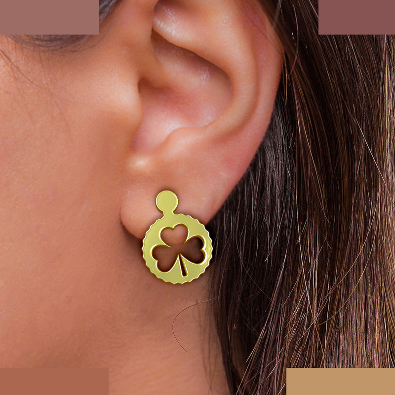 گوشواره طلا 18 عیار زنانه مدوپد مدل برگ کد GA1-11186