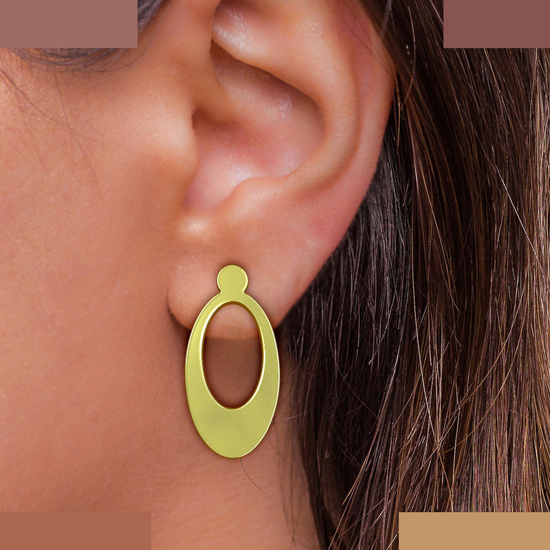 گوشواره طلا 18 عیار زنانه مدوپد مدل بیضی کد GA1-11206