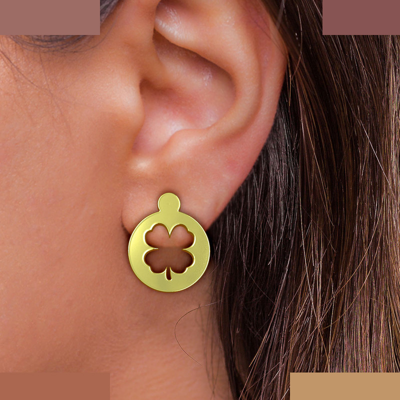 گوشواره طلا 18 عیار زنانه مدوپد مدل برگ کد GA1-11271