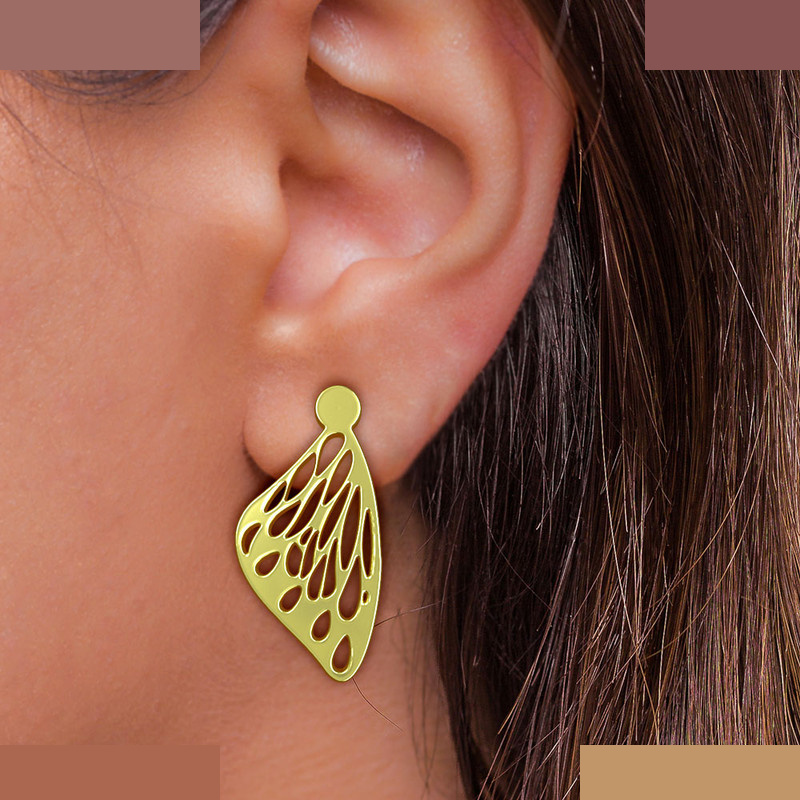 گوشواره طلا 18 عیار زنانه مدوپد مدل بال پروانه کد GA1-11282