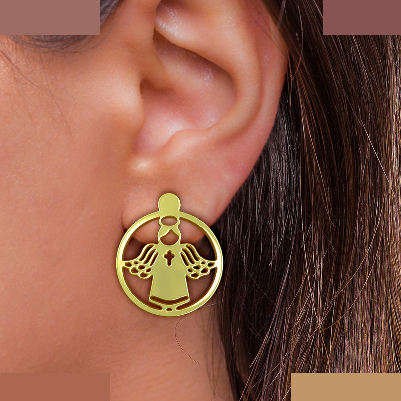 گوشواره طلا 18 عیار زنانه مدوپد مدل فرشته کد GA1-11353