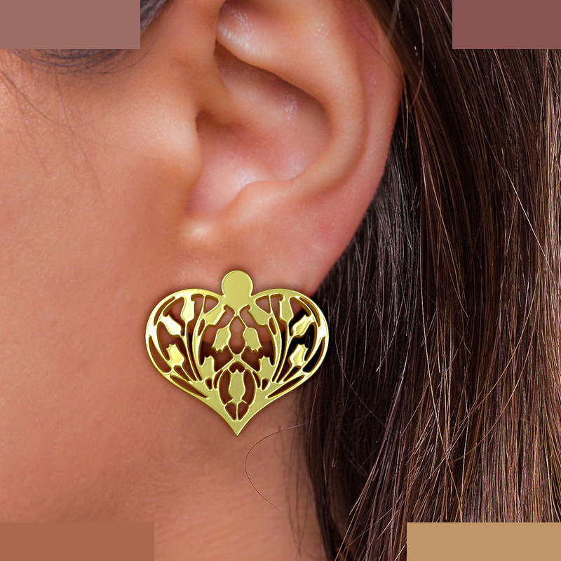 گوشواره طلا 18 عیار زنانه مدوپد مدل قلب کد GA1-11408
