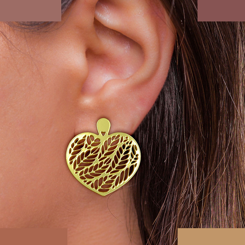 گوشواره طلا 18 عیار زنانه مدوپد مدل قلب کد GA1-11409