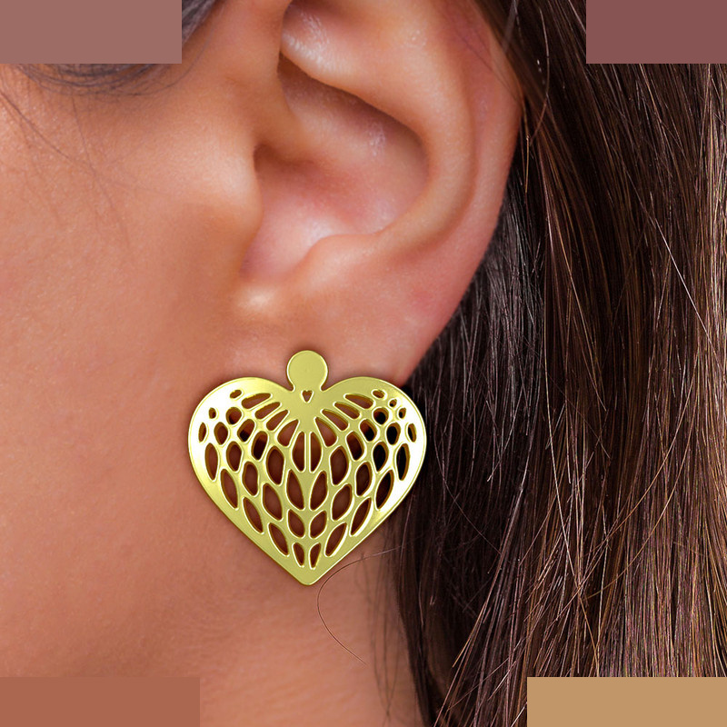 گوشواره طلا 18 عیار زنانه مدوپد مدل قلب کد GA1-11413