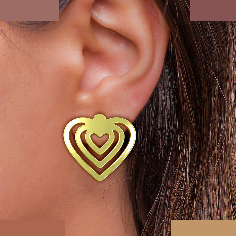 گوشواره طلا 18 عیار زنانه مدوپد مدل قلب کد GA1-11425