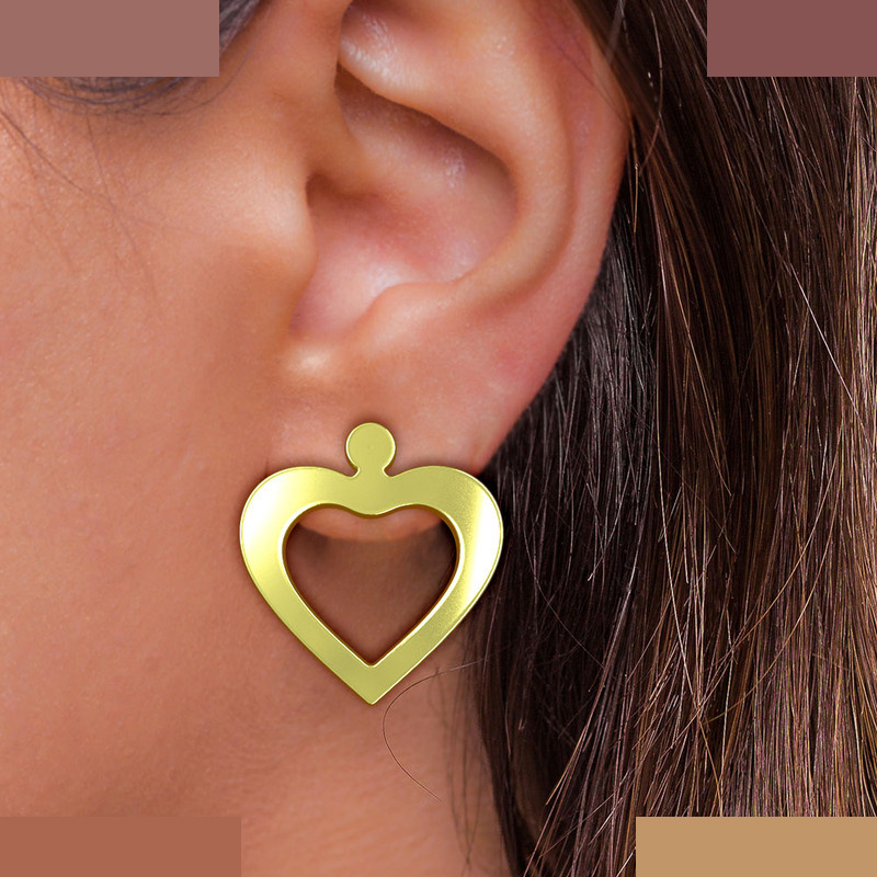 گوشواره طلا 18 عیار زنانه مدوپد مدل قلب کد GA1-11442