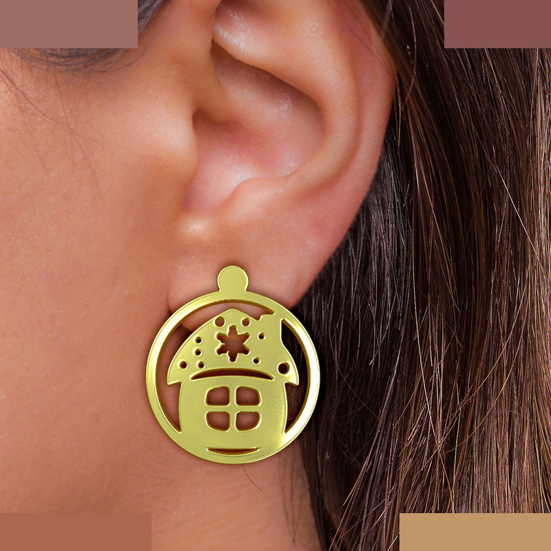 گوشواره طلا 18 عیار زنانه مدوپد مدل خانه کد GA1-11453