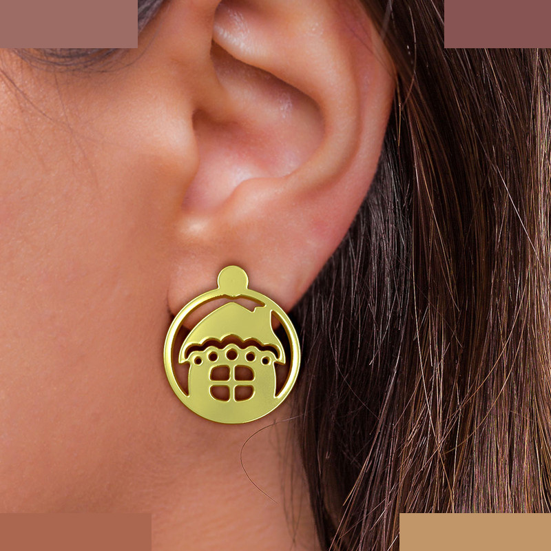 گوشواره طلا 18 عیار زنانه مدوپد مدل خانه کد GA1-11473