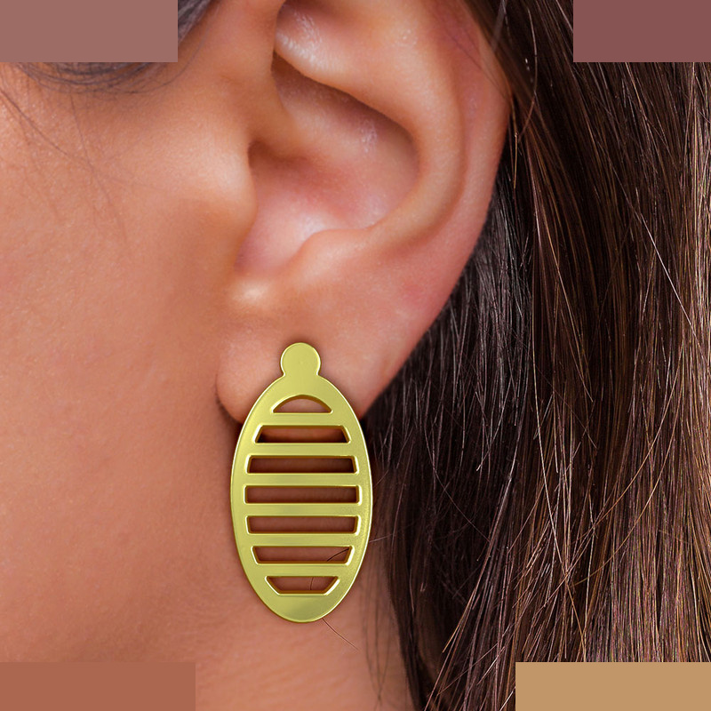 گوشواره طلا 18 عیار زنانه مدوپد مدل بیضی کد GA1-11488