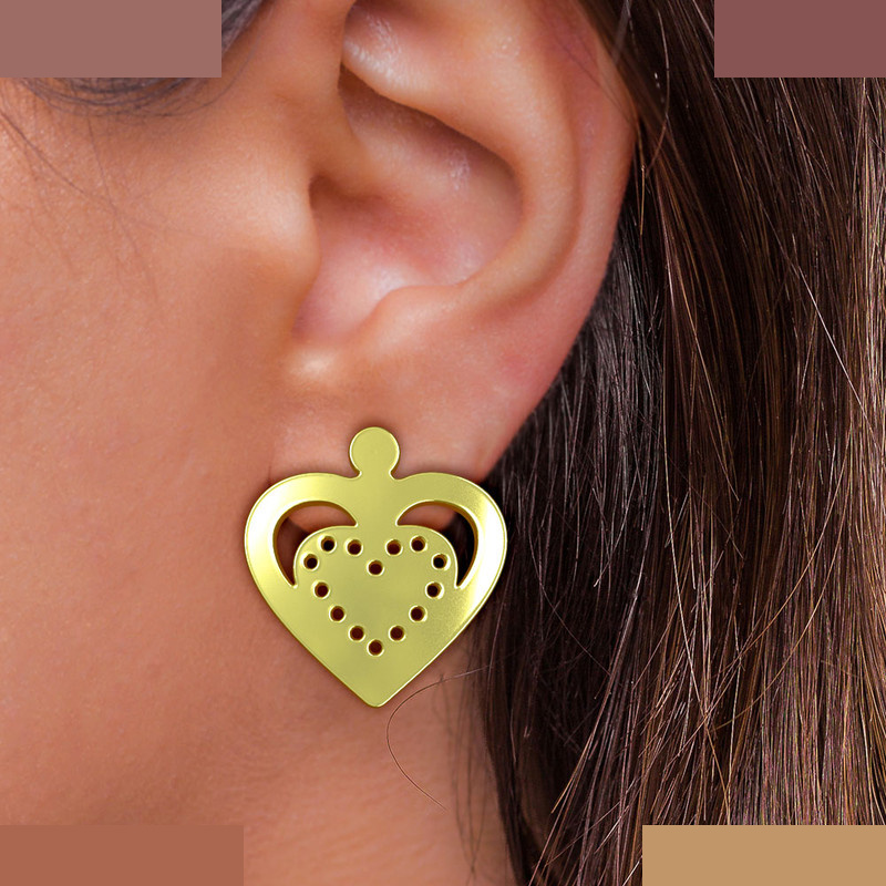 گوشواره طلا 18 عیار زنانه مدوپد مدل قلب کد GA1-11495