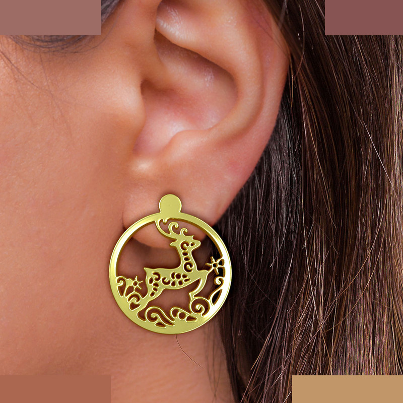 گوشواره طلا 18 عیار زنانه مدوپد مدل گوزن کد GA1-11562