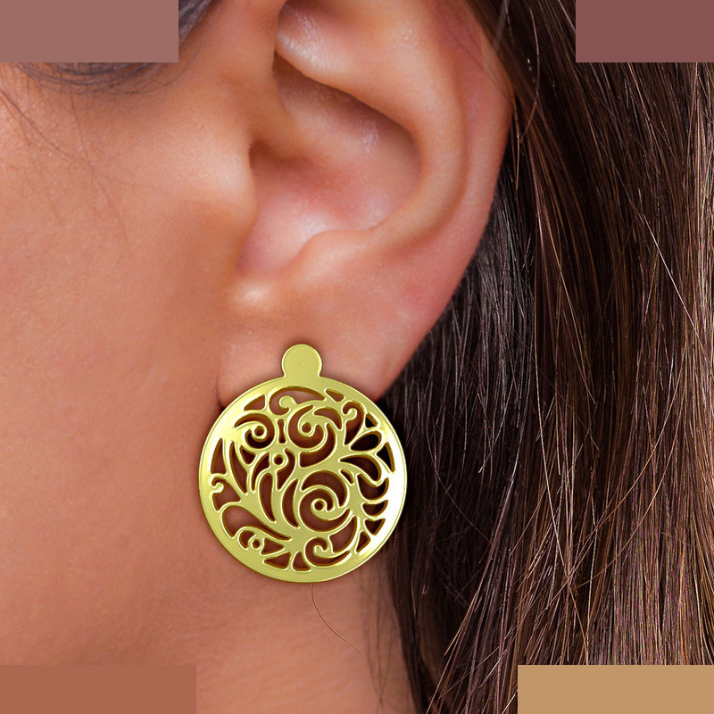 گوشواره طلا 18 عیار زنانه مدوپد مدل دایره اسلیمی کد GA1-11569