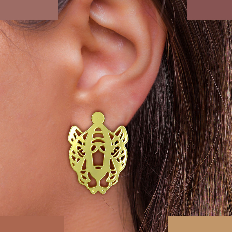 گوشواره طلا 18 عیار زنانه مدوپد مدل ببر کد GA1-11644