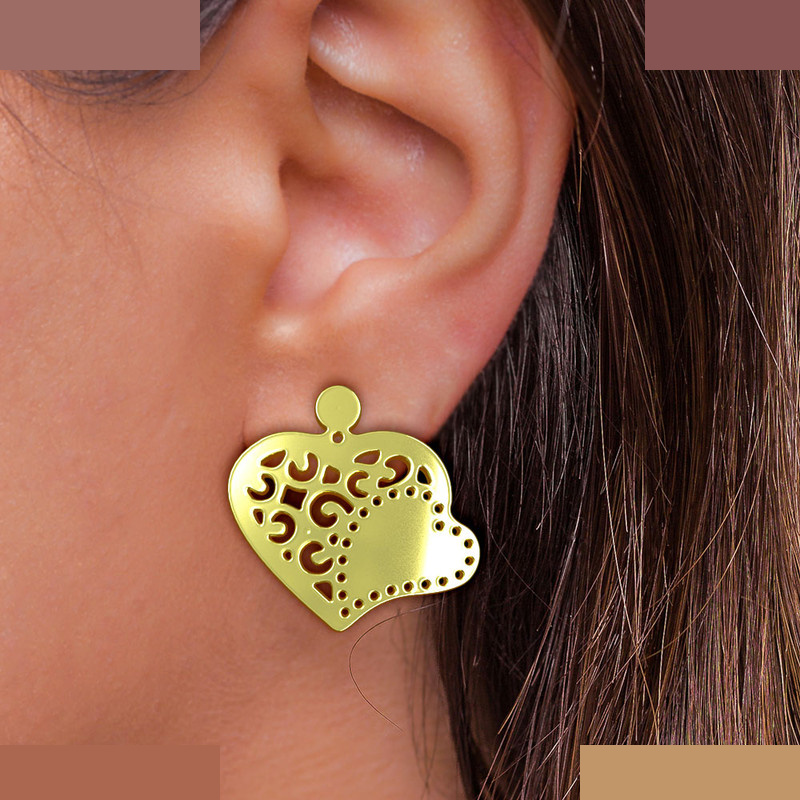 گوشواره طلا 18 عیار زنانه مدوپد مدل قلب کد GA1-11654