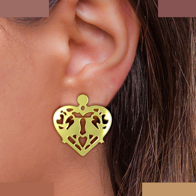 گوشواره طلا 18 عیار زنانه مدوپد مدل قلب کد GA1-11660