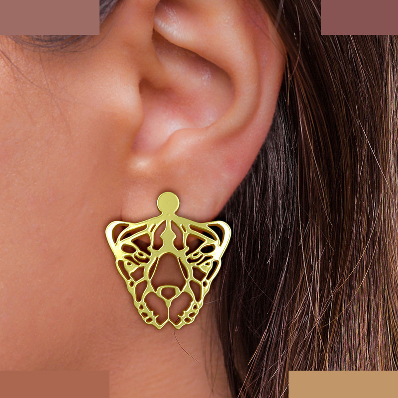 گوشواره طلا 18 عیار زنانه مدوپد مدل ببر کد GA1-11664