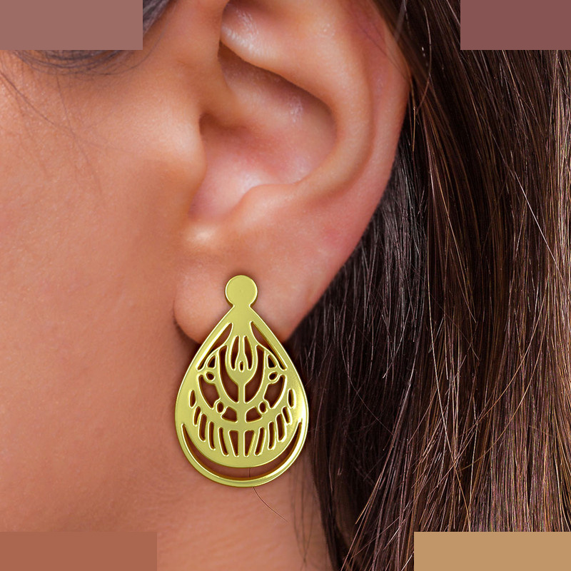 گوشواره طلا 18 عیار زنانه مدوپد مدل اشک کد GA1-11666