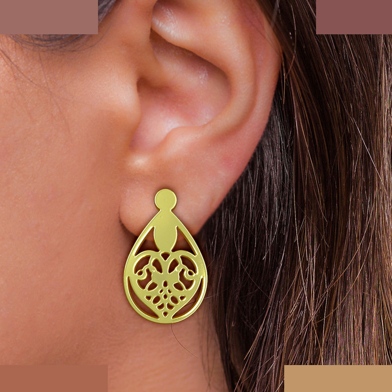 گوشواره طلا 18 عیار زنانه مدوپد مدل قلب کد GA1-11685