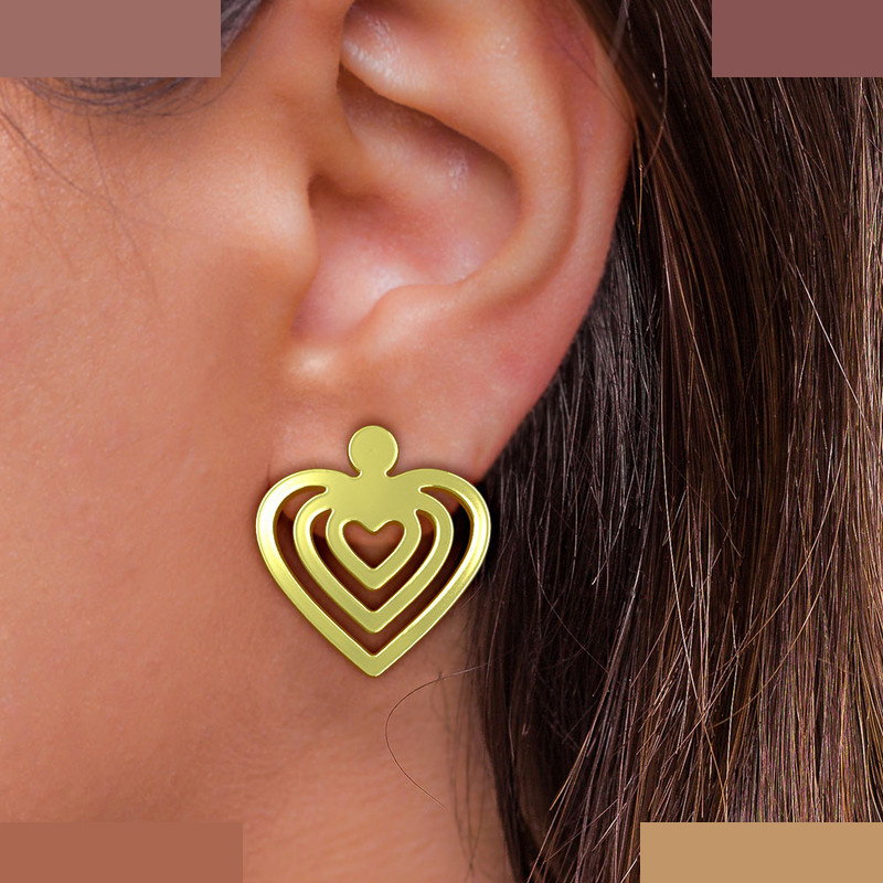 گوشواره طلا 18 عیار زنانه مدوپد مدل قلب کد GA1-11695