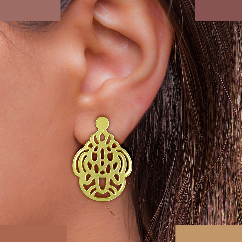 گوشواره طلا 18 عیار زنانه مدوپد مدل هندسی کد GA1-11716