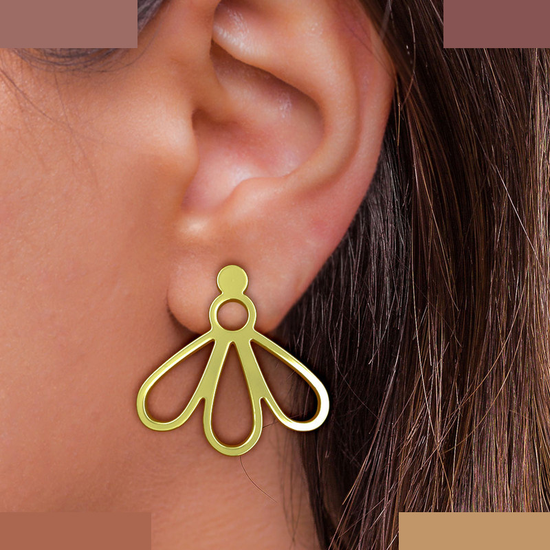 گوشواره طلا 18 عیار زنانه مدوپد مدل برگ کد GA1-11776