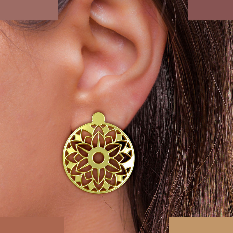 گوشواره طلا 18 عیار زنانه مدوپد مدل دایره اسلیمی کد GA1-11778