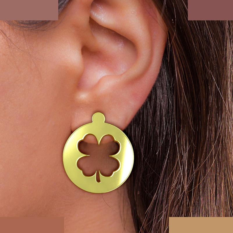 گوشواره طلا 18 عیار زنانه مدوپد مدل برگ کد GA1-11779