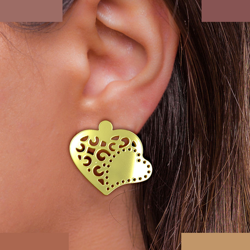 گوشواره طلا 18 عیار زنانه مدوپد مدل قلب کد GA1-11789