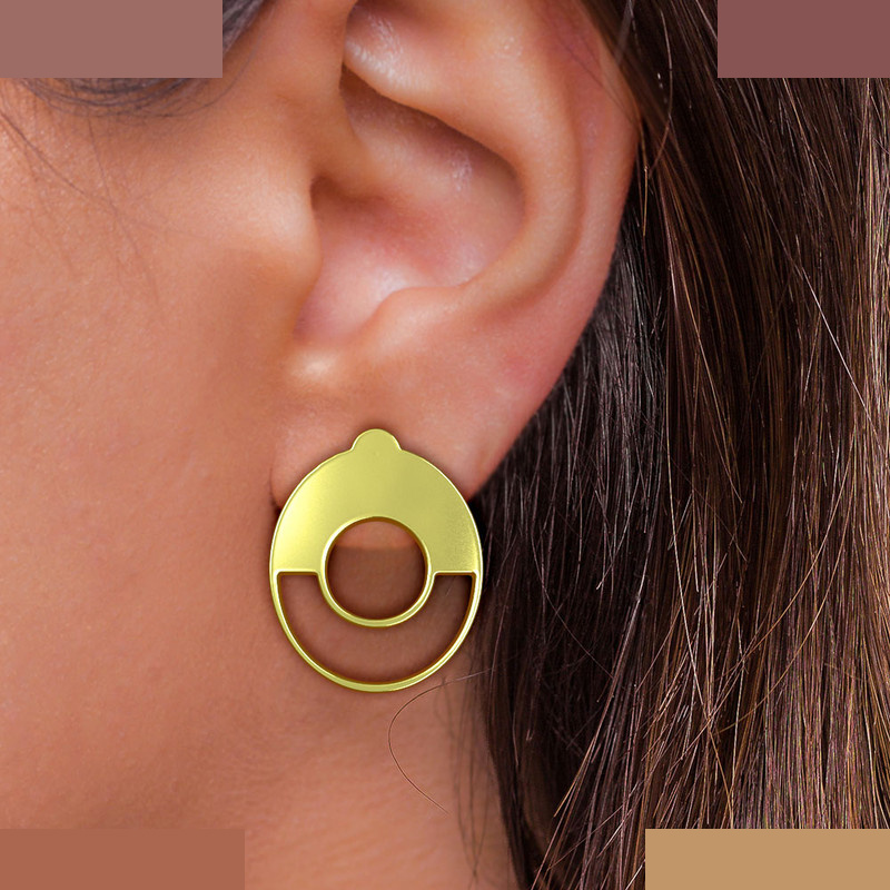 گوشواره طلا 18 عیار زنانه مدوپد مدل دایره کد GA1-11846