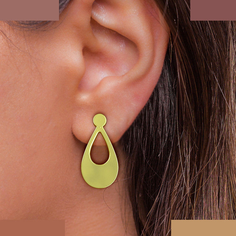 گوشواره طلا 18 عیار زنانه مدوپد مدل هندسی کد GA1-11926