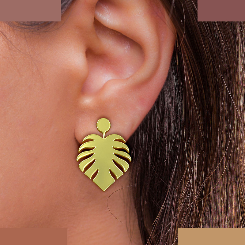 گوشواره طلا 18 عیار زنانه مدوپد مدل برگ کد GA1-12004