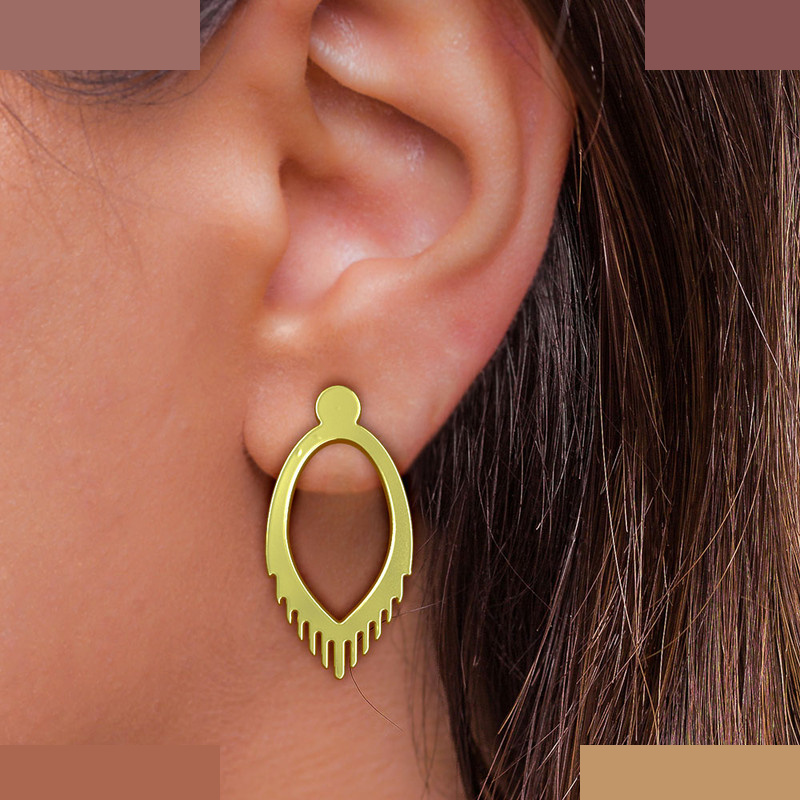 گوشواره طلا 18 عیار زنانه مدوپد مدل اشک کد GA1-12083