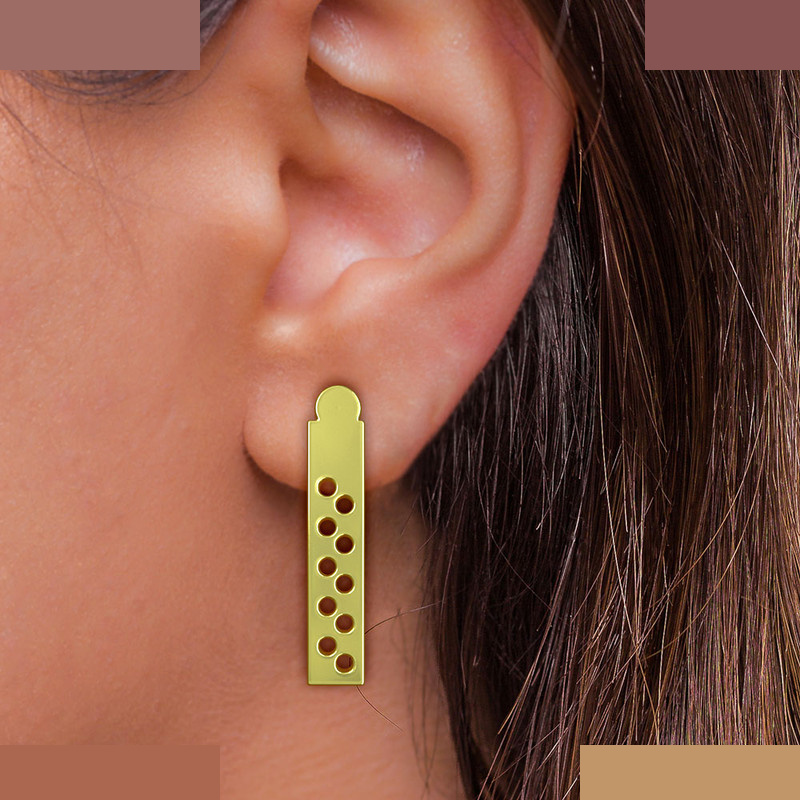 گوشواره طلا 18 عیار زنانه مدوپد مدل مستطیل کد GA1-12127