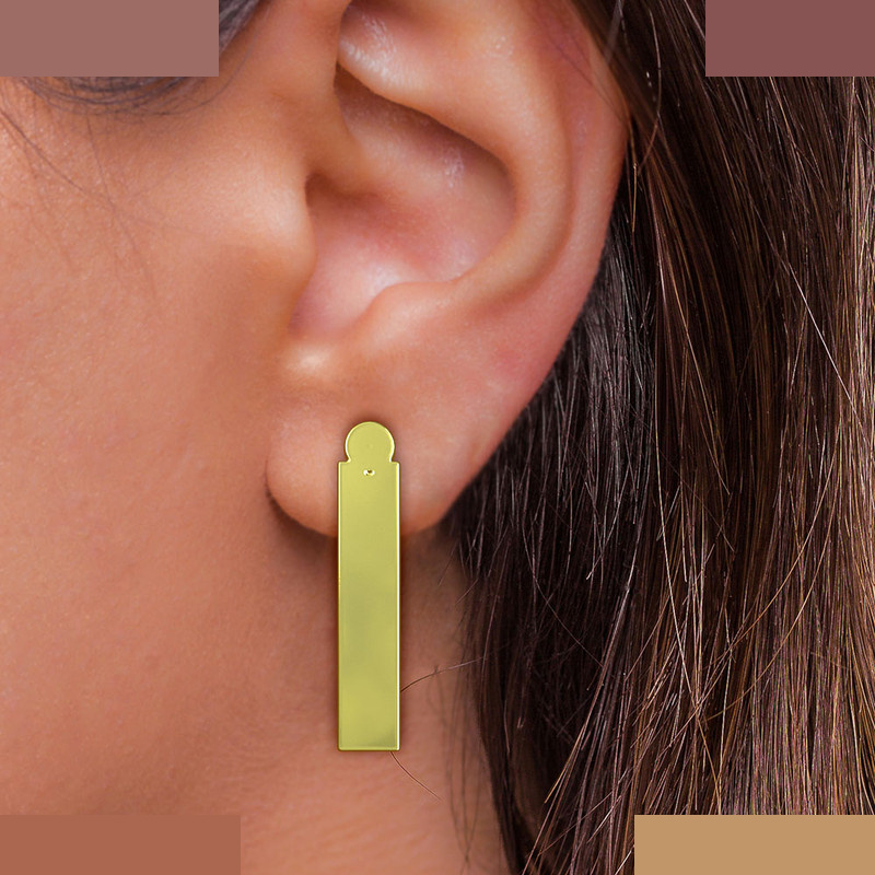 گوشواره طلا 18 عیار زنانه مدوپد مدل مستطیل کد GA1-12152