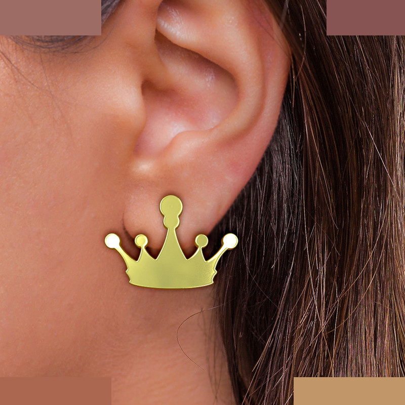 گوشواره طلا 18 عیار زنانه مدوپد مدل تاج کد GA1-12321